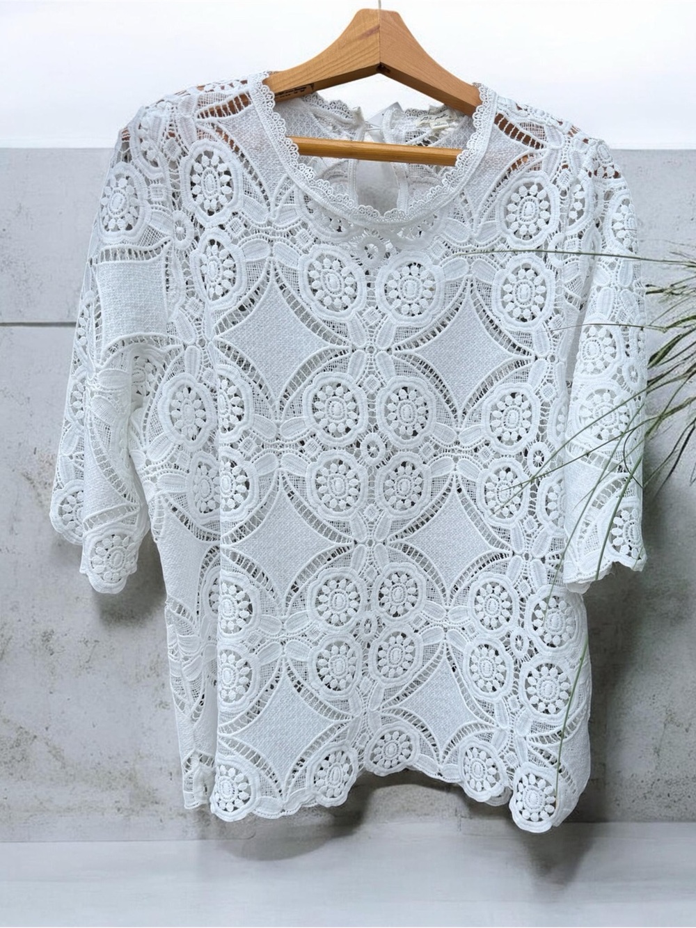 Ultra Pink White Crochet Lace Tunic Top NWT